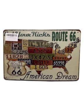 Get Your Kicks 66 -12X8 Golden Era Retro Distressed Tin Sign Mult Color NEW